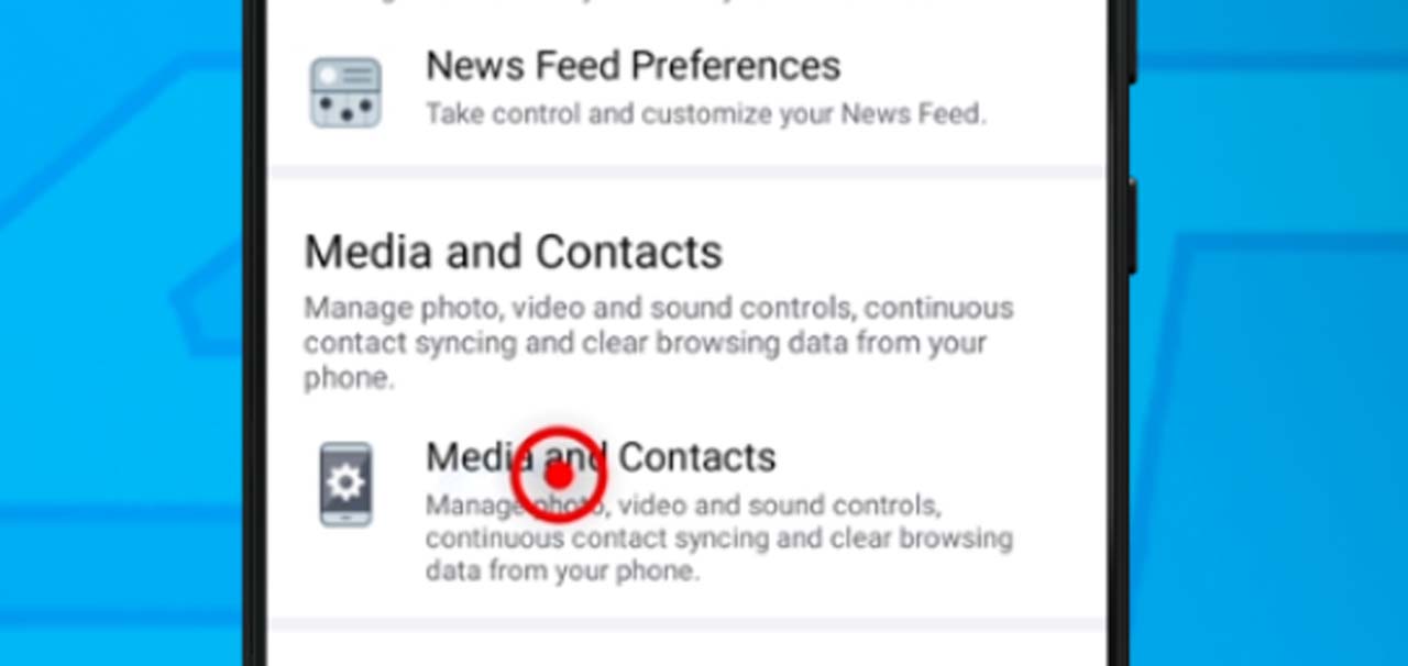 4. facebook media and contacts option