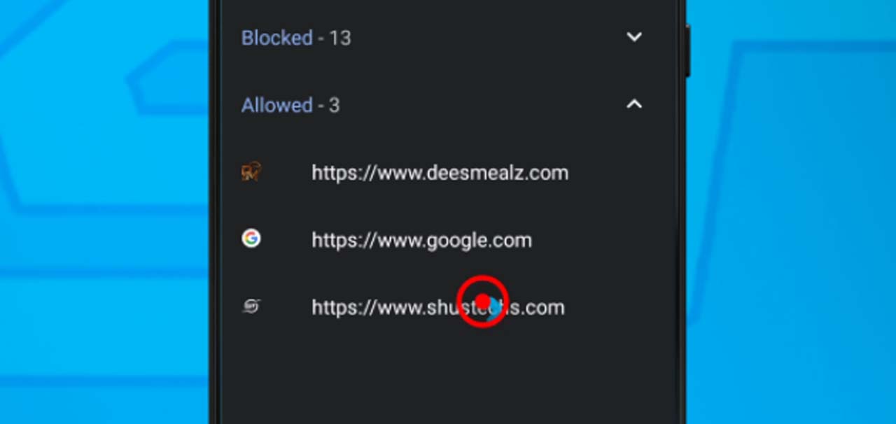 5 chrome android allowed and blocked notifications sites