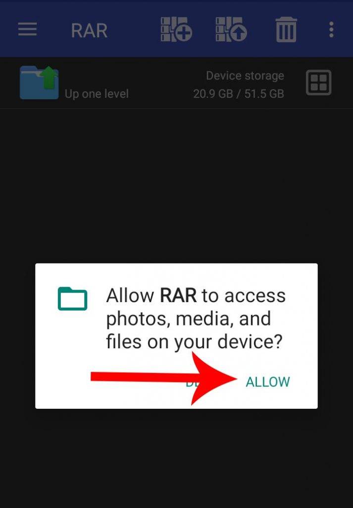 allow rar to access files on device