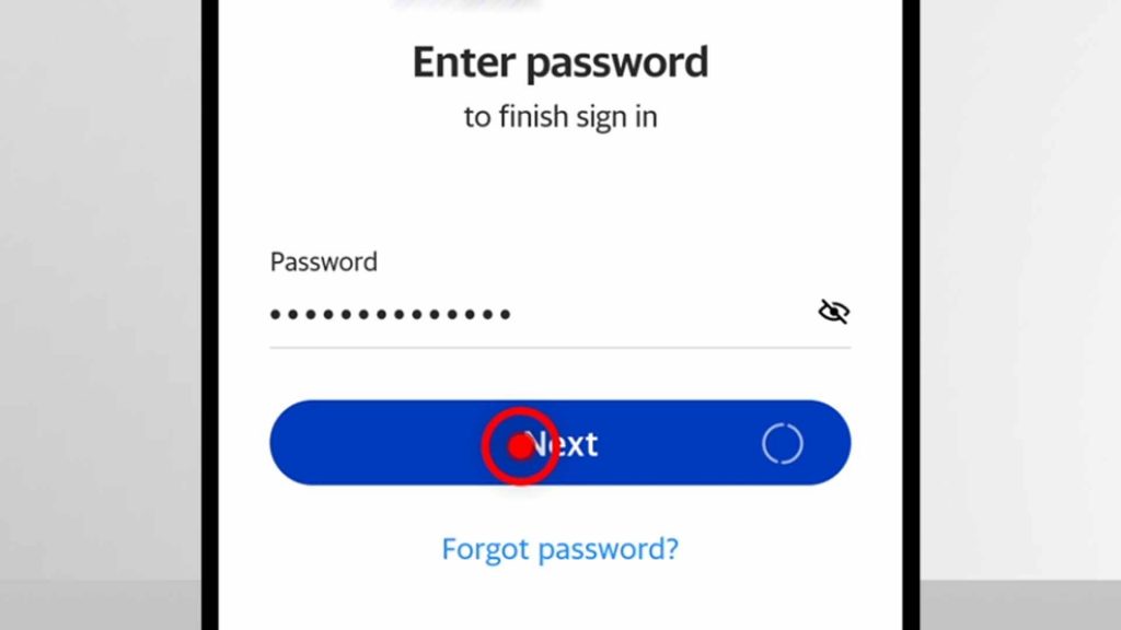 7. input your password and tap next