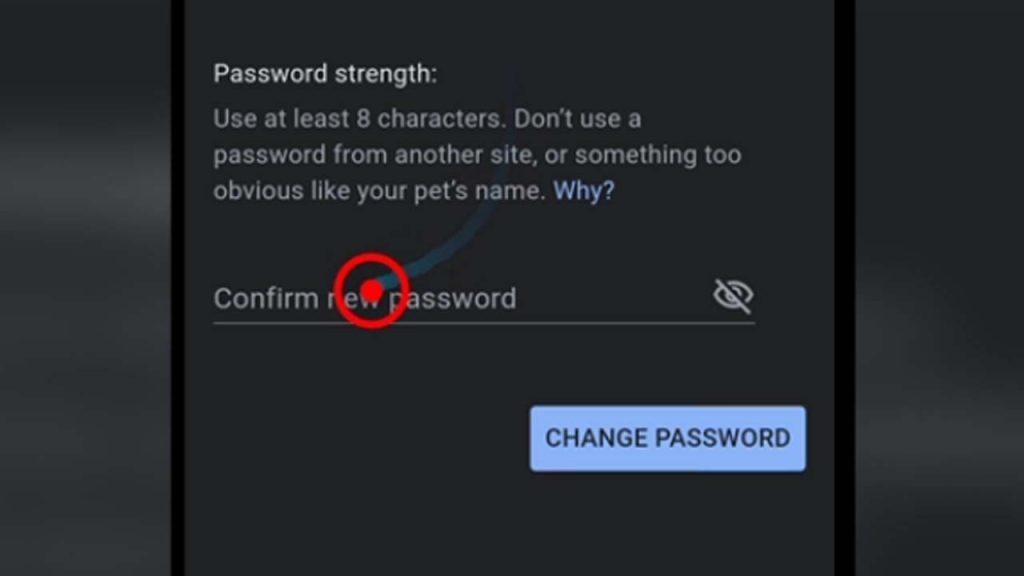 8 confirm the new password