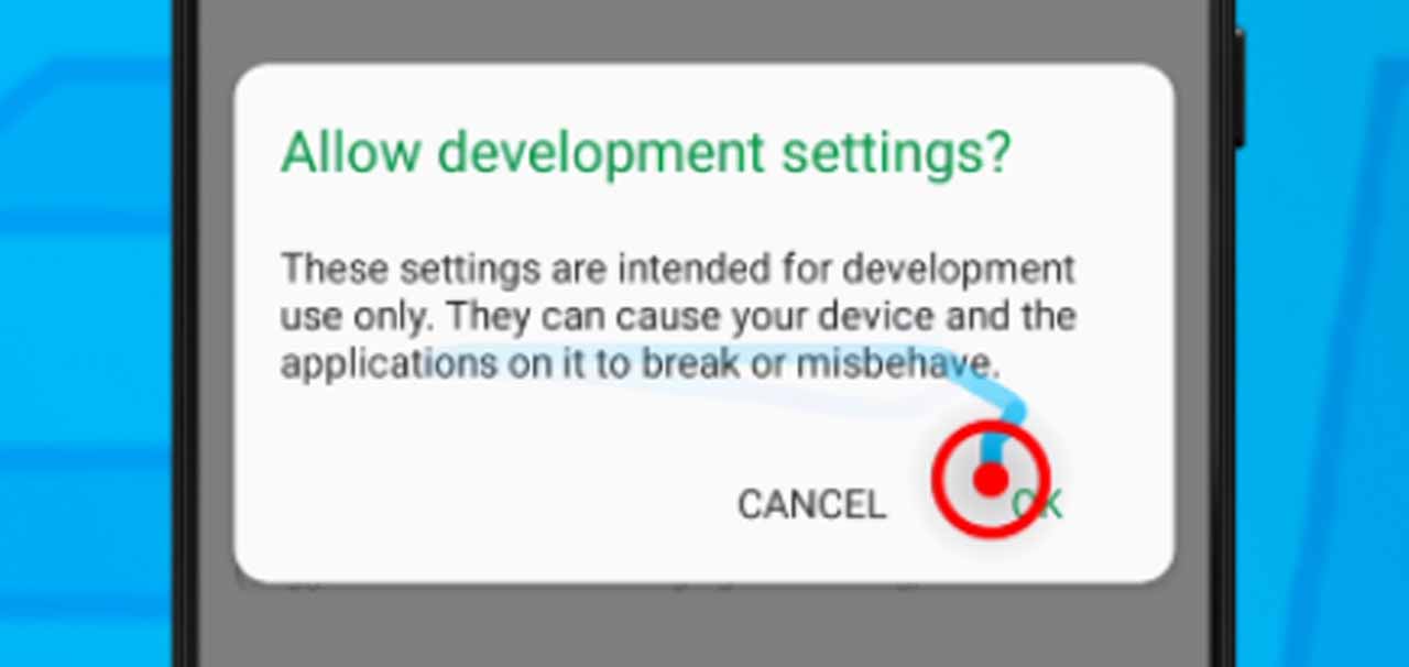 9 developer options warning message